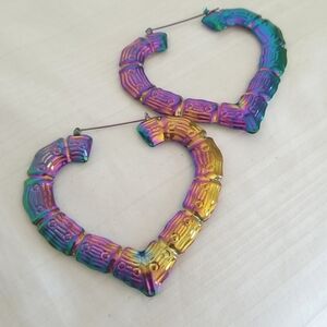 Puffy Iridescent Heart Earrings